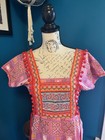 Vintage Handmade Hippie Boho Mexican Hmong Dress Embroidered Geometric