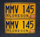 1980 Oregon License Plate Plates Pair   Set - Nice Quality