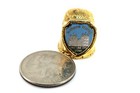 Thimble Mormon Temple Salt Lake City Ut Souvenir Gold Tone Blue Shield Metal