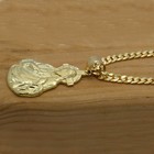 Mens 18k Gold Plated Jesus Hip-hop Pendant 6mm Cuban Chain Necklace  k-1 