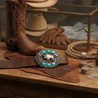 New Men Western Belt Buckle Silver Metal Cowboy Bison Buffalo Ox Bling Turquoise
