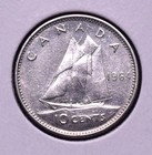1964   Canada   10 Cents Silver Coin   Queen Elizabeth Ii   80     o837