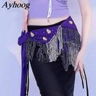 Women Belly Dance Hip Scarf Sequins Tassels Triangle Waist Scarf Skirt Wrap Belt