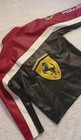 90   s Red Ferrari Embroidered Vintage F1 Racing Leather Motorbike Riding Jacket