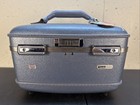 Vintage 1960s Gray Train Case American Tourister Hardshell Travel Luggage Silver