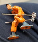 Vintage Barclay Lead Figure Orange Skier Skiing