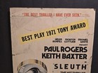 Vintage 1970 Sleuth Theater Broadway Window Card Poster 14  X 22  Music Box 