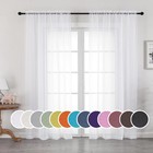 Owenie White Sheer Curtains 84 Inch Long 2 Panels Set Rod Pocket Voile Drapes