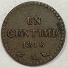 1848-a France Un Centime Extremely Fine Xf Coin  19243