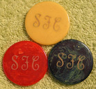 Box Of 100 Bakelite Swirl Monogrammed Poker Chips