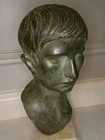 Roman Emperor Bronze Bust On Marble Stand 10  Tall Beautiful Patina