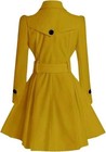 Foremode Women Swing Double Breasted Wool Pea Coat With Belt Buckle Spring