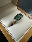 Vintage 9k Gold Emerald Trilogy Ring 3 15g    birmingham 2006  Size S   Us 9 Boxed