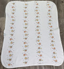 Vtg J e  Morgan Cotton Waffle Blanket Bunnies Kittens  Usa White