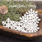 New Primitive Farmhouse Snowflakes Glittered White Cutouts 8pcs Wood Winter 2  H