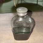 Antique Victorian Glass   Pewter Whiskey Hip Flask Unbranded