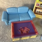 Barbie Living In Style Room Blue Sofa Chair Coffee Table Vintage 2002