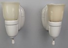 Restored Pair Porcelier Art Deco-mcm Porcelain Sconces   Custard Glass Shades