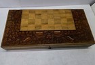 Vintage Wooden Handmade Middle Eastern Chess Board Backgammon Set