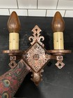 Set Of Three 3 Antique Bronze Sconces Rewired Arts Crafts Fixtures Nice 58f