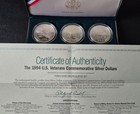 1994-w U s  Veterans 90  Silver Dollars Uncirculated 3 Coin Set W ogp   Coa