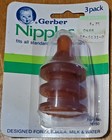 Vtg 1987 Gerber Baby Bottle Rubber  Amber Nipples 3 Nipples In Pack Unopened
