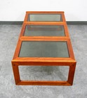 Mid Century Danish Modern Coffee Table Solid Teak Smoked Glass Komfort Mcm 70s