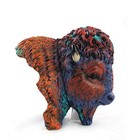 Multi Color Bison Buffalo Bust Statue Sculpture Figurine 7 Inch