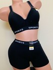 Lot 2-6 Wireless Bra   Short Set Sports Bras Workout Active Wear Yoga Racer Back