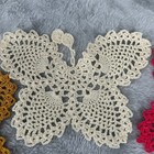 Handmade Crochet Butterfly Doily Set Of 4 Cream Pink Mustard Yellow Doilies