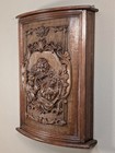 French Antique Oak Wood Louis Xiv Style Wall Cabinet With Jesus   Lamb