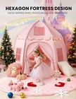 Besrey Large Kids Play Tent With Star Lights  1 Door   3 Windows  Pink