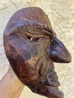 Vintage Folk Art Carved Creepy Wood Mask Unique 9    X 7   