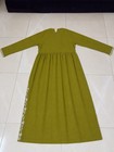 Women Embroidered Olive Green Abaya Dress Long Sleeve Islamic Thobe Kaftan Maxi