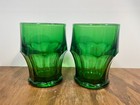 Viking Arlington Green Tumblers Set Of 2 Glasses 1970s Glassware 9 Ounces Flat