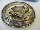 Metal Belt Buckle Patriotic American Eagle Vintage Heavy Silver Plate 
