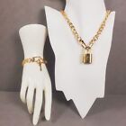  304 Louis Vuitton Authentic Lock Key Padlock Brass   W  Necklace Bracelet Chain