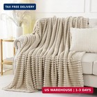 Khaki Throw Blanket For Couch Sofa 50x60 Inches Striped Design fleece Blankets