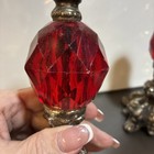 Vintage Set Of Hollywood Regency Ruby Red Lucite Candle Holders 8 25  Tall