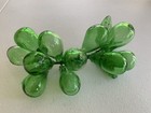 Vintage Green Glass Cluster  11  Large Grapes With Leaves   1960 s