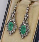 Art Deco Style Lab Created Emerald Engagement 14k White Gold Finish Earrings