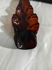 Vintage Glass Smoking Pipe Ashtray Art Deco Amber Brown Holder Cigar Rest