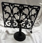 Vtg Cast Iron Metal Cookbook Book Bible Stand Recipe Holder Stand Both Weights