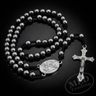 Saint St Michael Hematite Rosary     12 5  Length     Black 6mm Prayer Beads