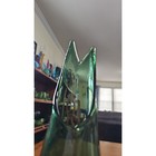 Vintage Tall Swung Art Glass Vase Mid Century Modern Emerald Green Hand Blown