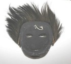 Vintage 1990 s Carved Wood Stained painted Tiki Mask W  Real Horse Or Boar Hair