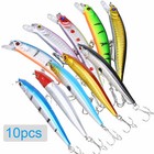 10pk Fishing Lures Crankbaits Jerkbait Lot Hooks Baits Bass Tackle Minnow Baits