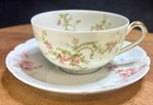 Antique Haviland Limoges Pink Floral Cups And Saucers  Silesia German Porcelain