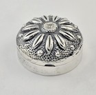 Vintage Taxco Sterling Silver Repouss   Sunflower Pill Box Container - 29 5g