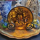 Black Plate Or Bowl Holder Wall Mount Or Free Standing Curled Screw In  no Hdwr 